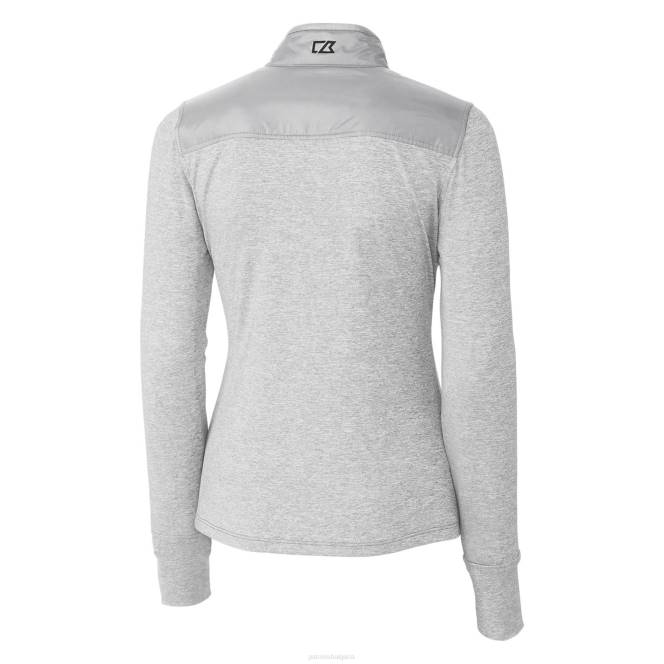 облекло Patriots Jersey cutter & buck grey throwback logo стелт хибридно ватирано яке с цял цип Жени T8TH921