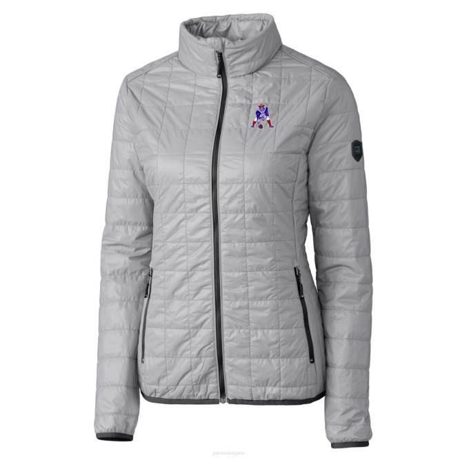 облекло Patriots Jersey cutter & buck grey throwback лого rainier primaloft еко пухено яке с пълен цип Жени T8TH1089