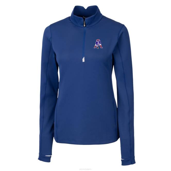 облекло Patriots Jersey cutter & buck royal throwback logo traverse еластичен пуловер с четвърт цип Жени T8TH1036