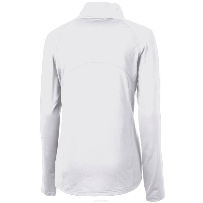 облекло Patriots Jersey cutter & buck white адаптиран еко плетен еластичен рециклиран пуловер с половин цип Жени T8TH1097