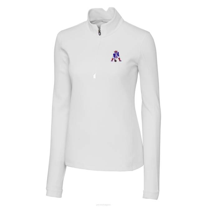 облекло Patriots Jersey cutter & buck white throwback лого траверс еластичен пуловер с четвърт цип Жени T8TH1037