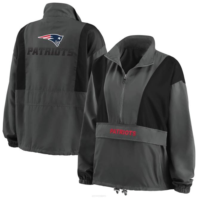 облекло Patriots Jersey облекло от erin andrews charcoal popover яке с половин цип Жени T8TH961