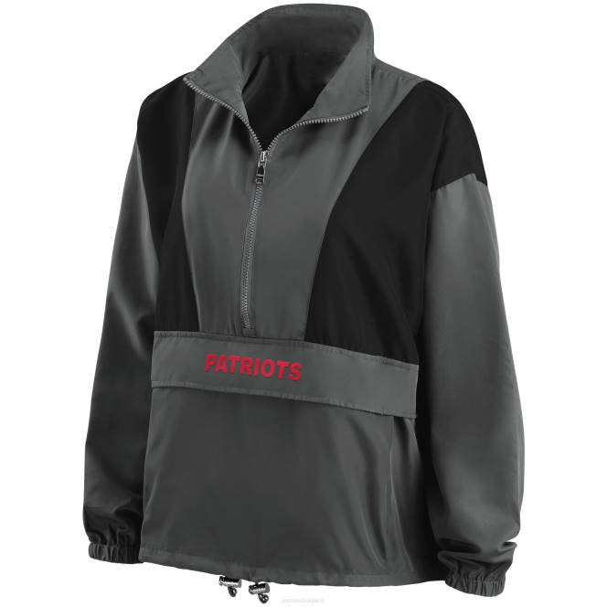 облекло Patriots Jersey облекло от erin andrews charcoal popover яке с половин цип Жени T8TH961