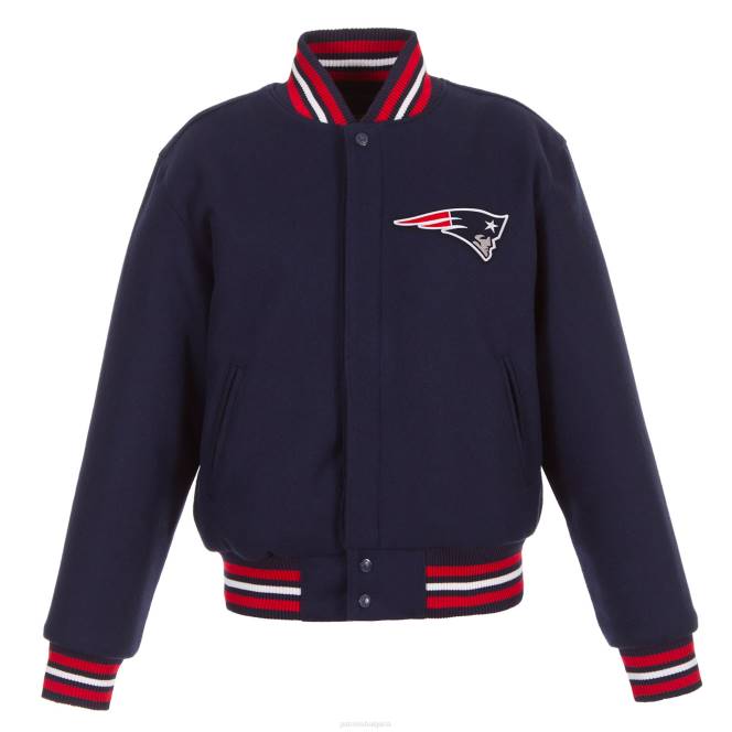 облекло Patriots Jersey Изцяло вълнено яке с морско синьо бродирано лого jh design Жени T8TH1109