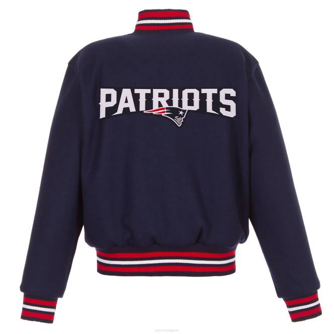 облекло Patriots Jersey Изцяло вълнено яке с морско синьо бродирано лого jh design Жени T8TH1109
