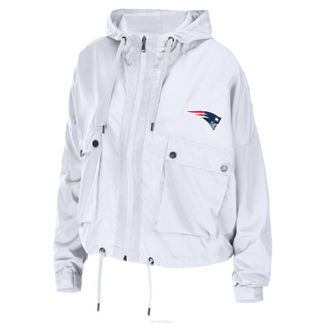 облекло Patriots Jersey wear by erin andrews бяла лека ветровка с пълен цип Жени T8TH941