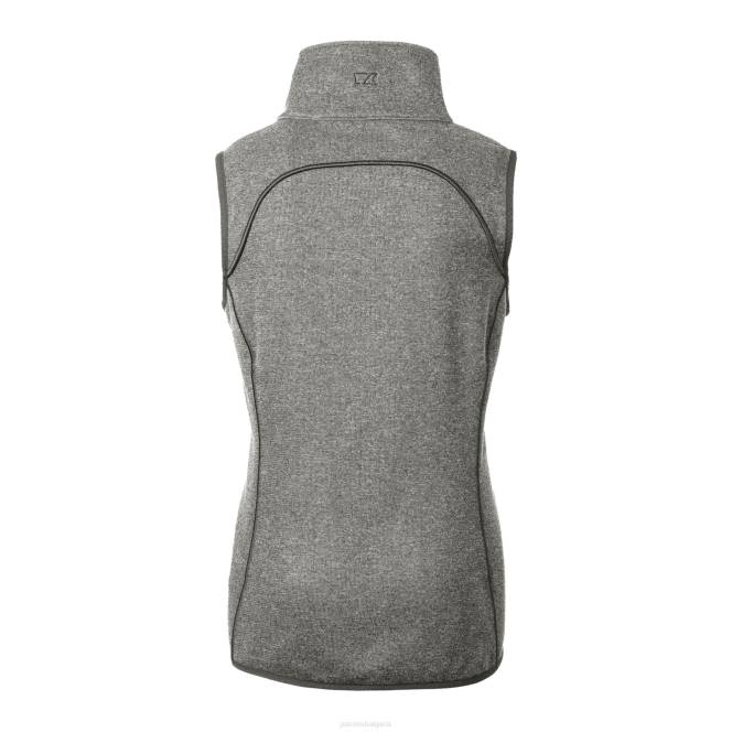 облекло Patriots Jersey cutter & buck хедър сив шлем лого грот пуловер плетена асиметрична жилетка с пълен цип Жени T8TH840