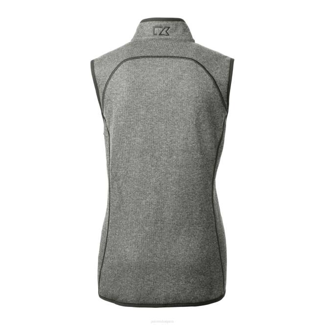 облекло Patriots Jersey cutter & buck хедър сив шлем лого грот пуловер плетена жилетка с цял цип Жени T8TH853