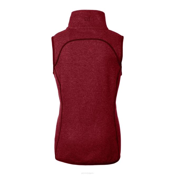 облекло Patriots Jersey cutter & buck червена каска лого грот пуловер плетена асиметрична жилетка с пълен цип Жени T8TH886