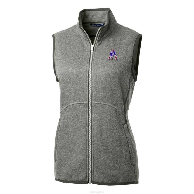облекло Patriots Jersey cutter & buck heather grey throwback лого грот основен пуловер плетен полар жилетка с цял цип Жени T8TH1051