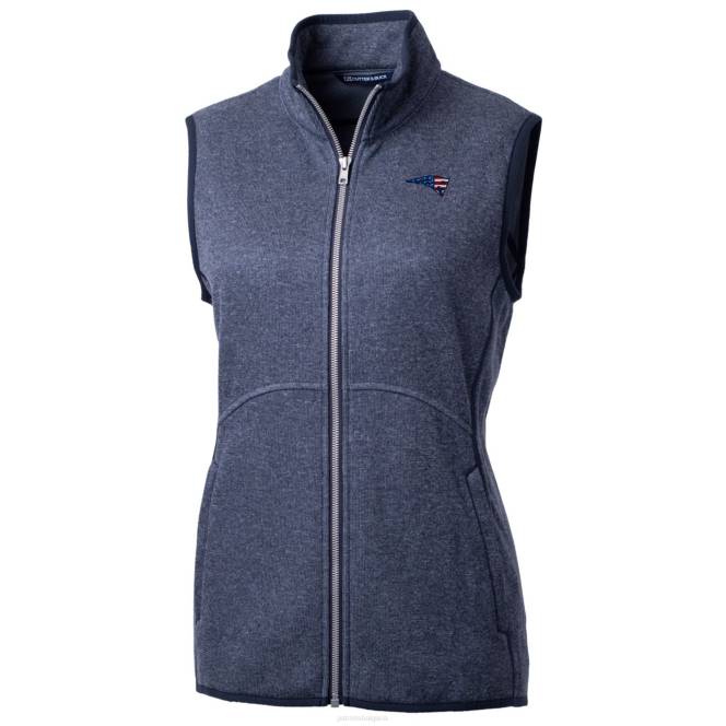 облекло Patriots Jersey cutter & buck heathered морско грот основен пуловер плетен полар жилетка с пълен цип Жени T8TH1043