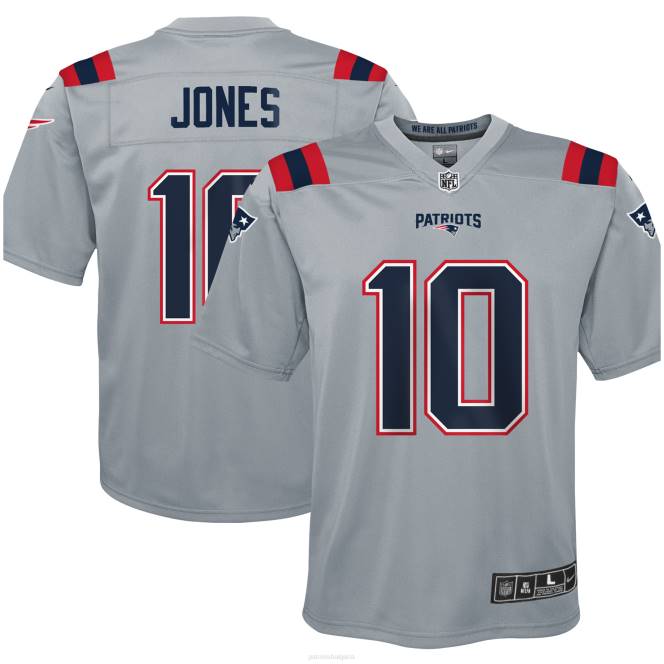 облекло Patriots Jersey nike mac jones сиво обърнато трико за игра деца T8TH3055