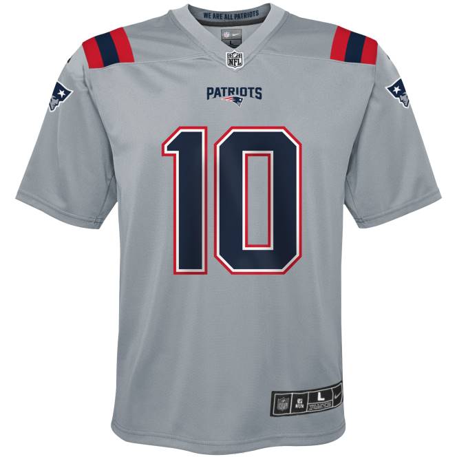 облекло Patriots Jersey nike mac jones сиво обърнато трико за игра деца T8TH3055