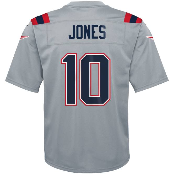 облекло Patriots Jersey nike mac jones сиво обърнато трико за игра деца T8TH3055