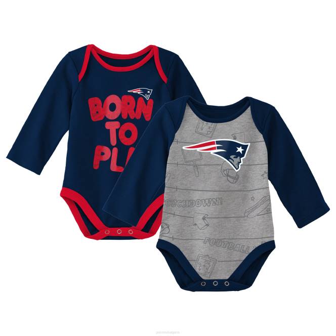 облекло Patriots Jersey новородени и бебета тъмносиньо/сиво в цвят Heathered born to win двукомплект боди с дълъг ръкав деца T8TH3076