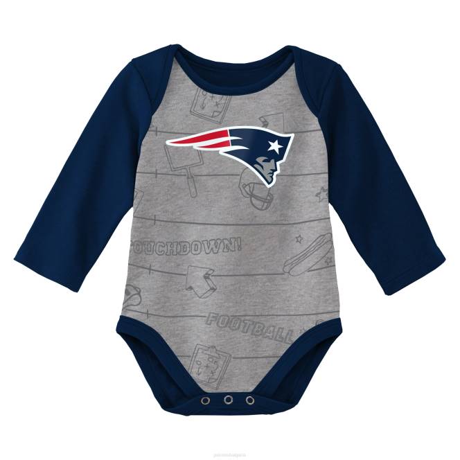 облекло Patriots Jersey новородени и бебета тъмносиньо/сиво в цвят Heathered born to win двукомплект боди с дълъг ръкав деца T8TH3076