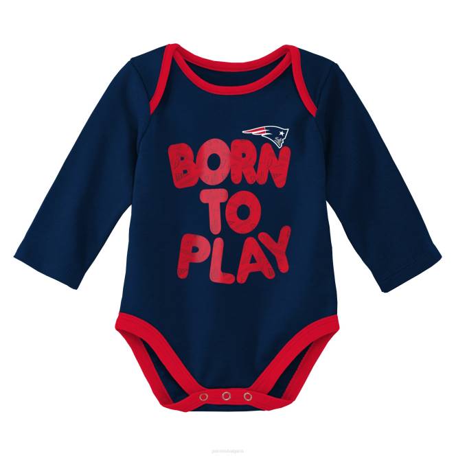 облекло Patriots Jersey новородени и бебета тъмносиньо/сиво в цвят Heathered born to win двукомплект боди с дълъг ръкав деца T8TH3076