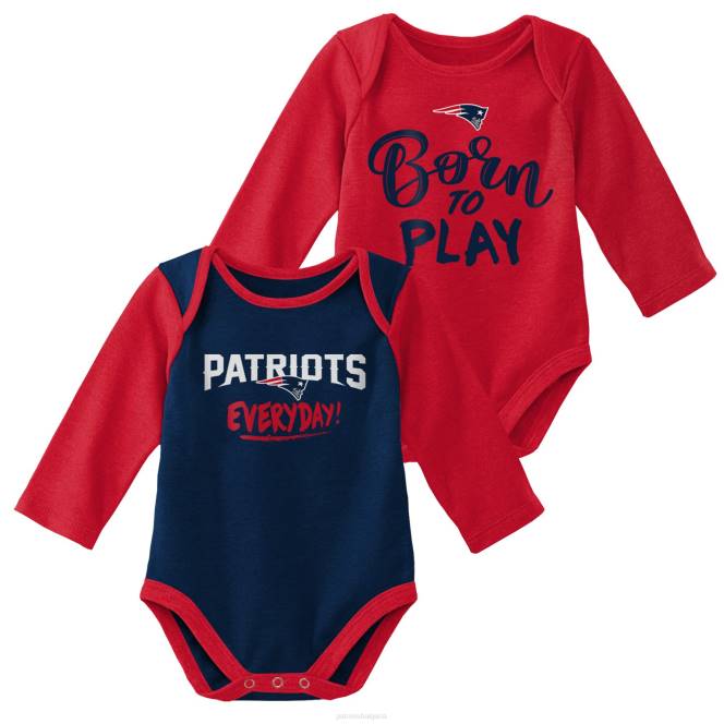 облекло Patriots Jersey Комплект бодита с дълъг ръкав за новородени и бебета в червен/темносин цвят деца T8TH3075