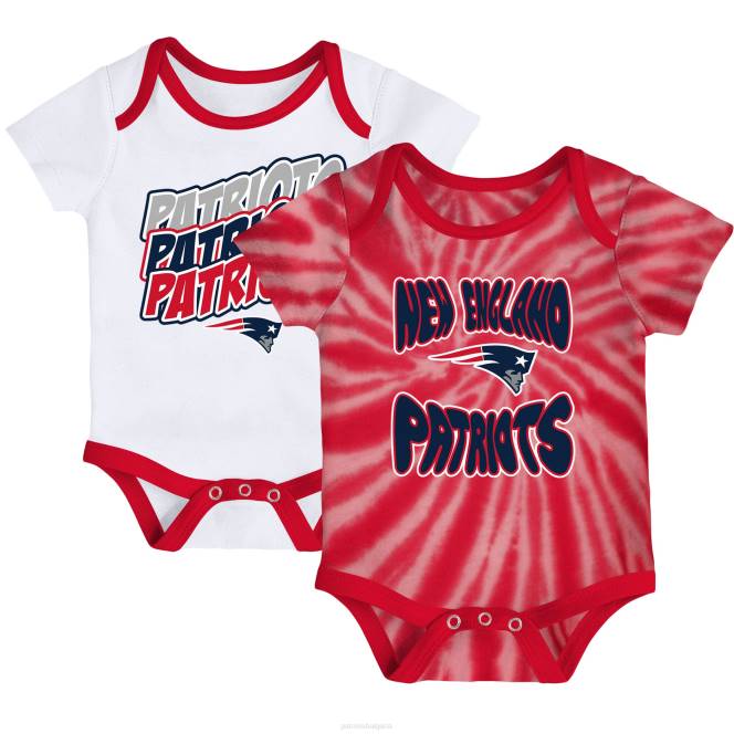 облекло Patriots Jersey комплект бодита за новородено и бебе червено/бяло monterey tie-dye 2 пакета деца T8TH3077