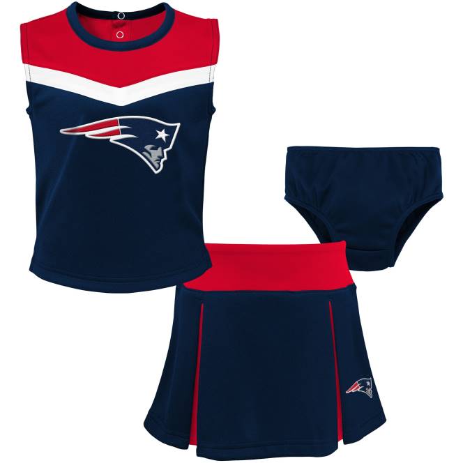 облекло Patriots Jersey момичета, прохождащи, тъмносиньо/червен комплект мажоретки от две части с шарки деца T8TH2939