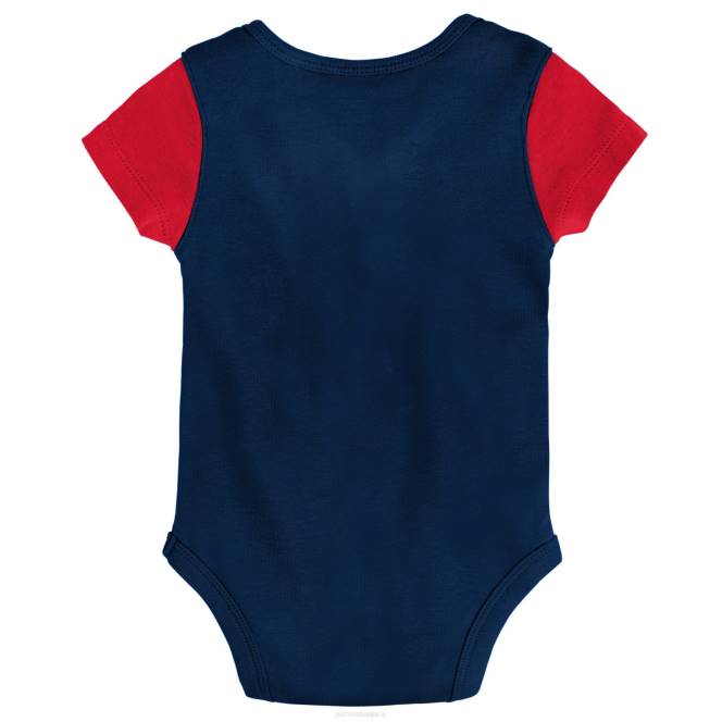 облекло Patriots Jersey новородени и бебета тъмносиньо/червен комплект бодита от три части, лигавник и обувки деца T8TH3069