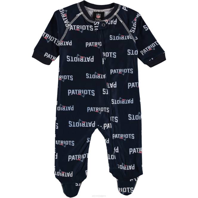 облекло Patriots Jersey реглан гащеризон с пълен цип за новородено - тъмносин деца T8TH3081