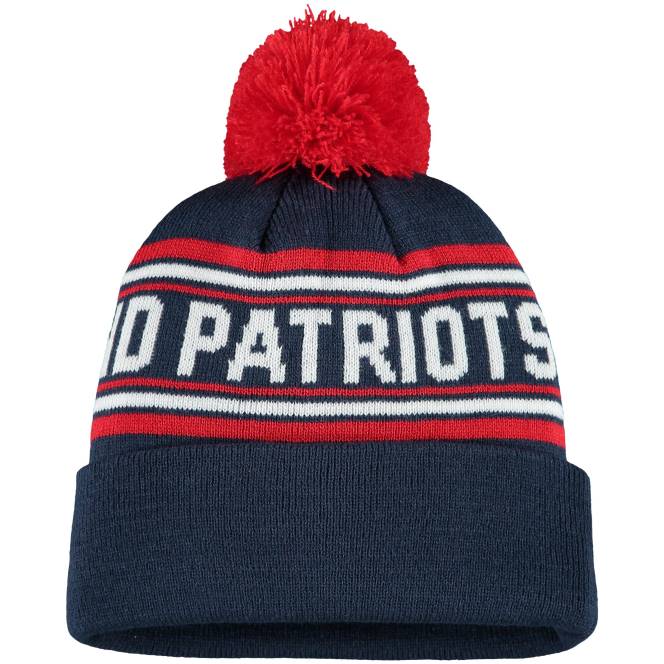 аксесоари Patriots Jersey тъмносиня жакардова плетена шапка с маншети и пом деца T8TH2984