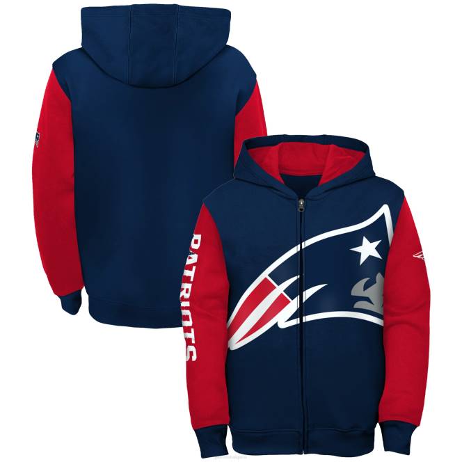 облекло Patriots Jersey тъмносин/червен суичър с качулка с цял цип деца T8TH3025
