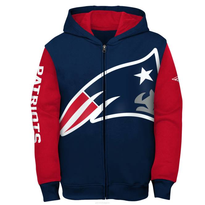 облекло Patriots Jersey тъмносин/червен суичър с качулка с цял цип деца T8TH3025