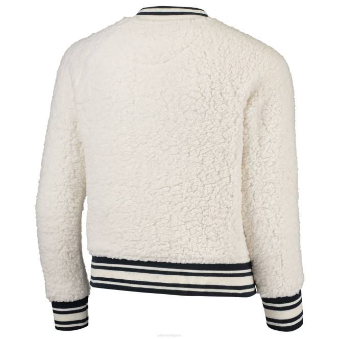 облекло Patriots Jersey суитшърт реглан с цял цип за момичета от кремава шерпа от новата ера деца T8TH3043