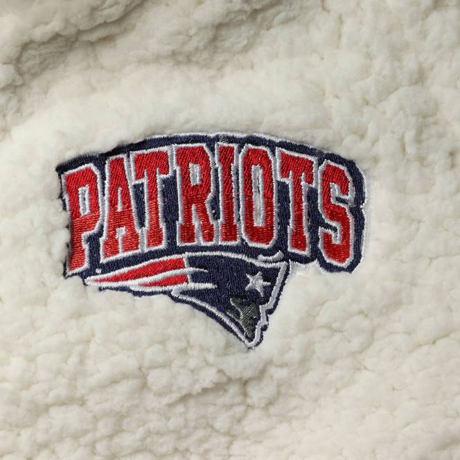 облекло Patriots Jersey суитшърт реглан с цял цип за момичета от кремава шерпа от новата ера деца T8TH3043