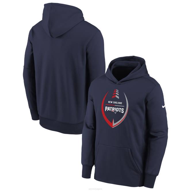 облекло Patriots Jersey nike navy icon performance пуловер с качулка деца T8TH3037