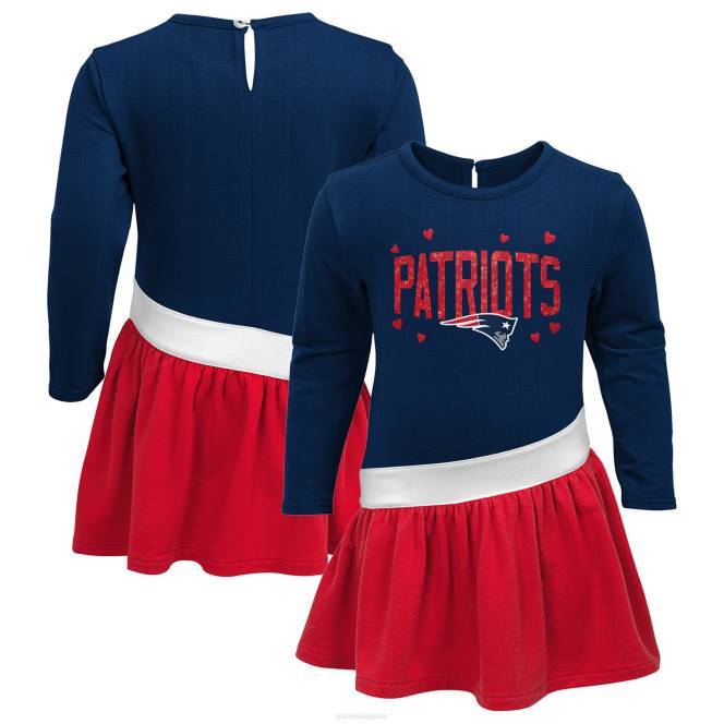 облекло Patriots Jersey рокля-туника от трико за момичета в синьо/червено сърце до сърце деца T8TH2940
