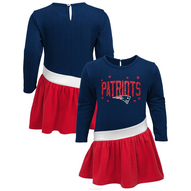 облекло Patriots Jersey бебешка трикотажна рокля от джърси в синьо/червено сърце до сърце деца T8TH2942