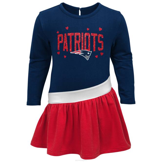 облекло Patriots Jersey бебешка трикотажна рокля от джърси в синьо/червено сърце до сърце деца T8TH2942