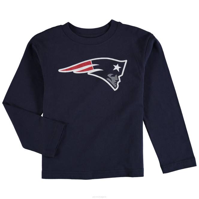 облекло Patriots Jersey тениска с дълъг ръкав с лого на предучилищния екип - тъмносиня деца T8TH3100