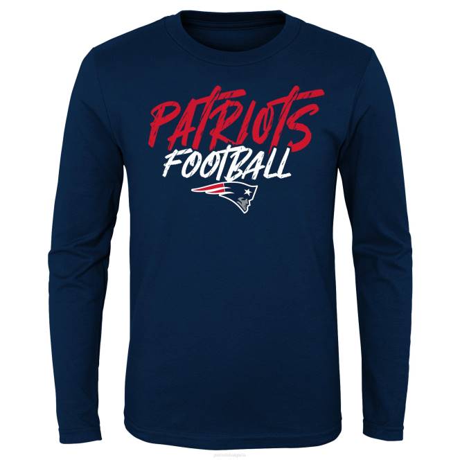 облекло Patriots Jersey тъмносиня дива котка тениска с дълъг ръкав деца T8TH3107
