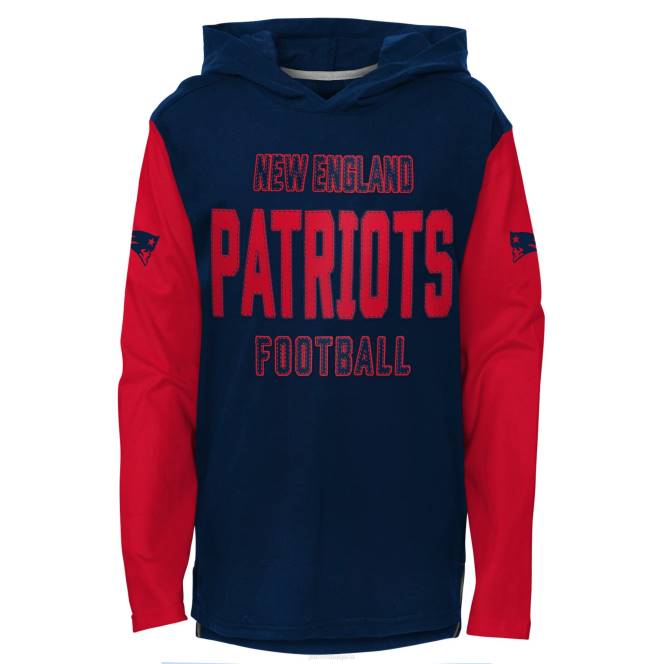облекло Patriots Jersey тениска с качулка с дълги ръкави в морското наследство деца T8TH3116