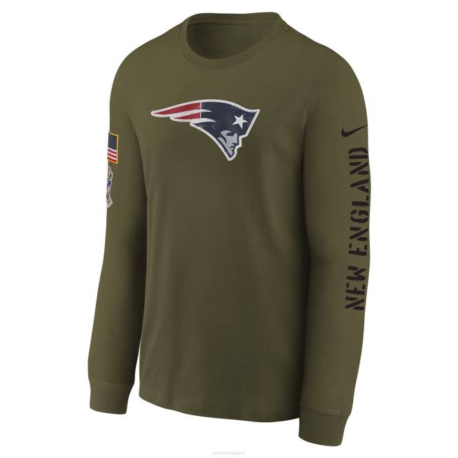 облекло Patriots Jersey Тениска с дълъг ръкав с лого на nike olive 2022, поздрав към сервизния екип деца T8TH3108