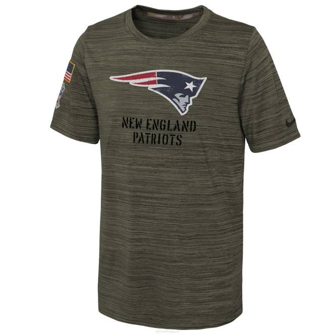 облекло Patriots Jersey тениска nike olive 2022 salute to service velocity деца T8TH3102