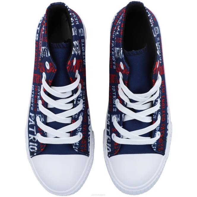 обувки Patriots Jersey foco сини маратонки с повторение на надписа с висока горна част деца T8TH2949