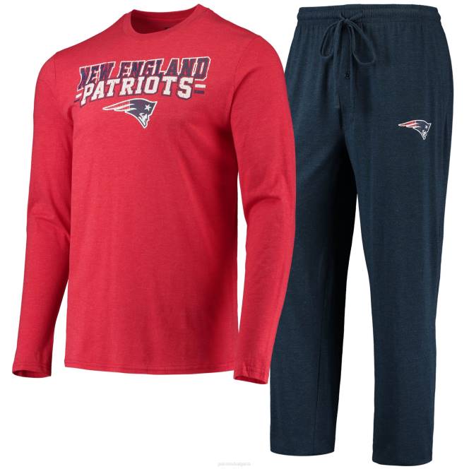 облекло Patriots Jersey концептуални спортни тъмносин/червен метър тениска с дълъг ръкав и комплект за спане мъже T8TH1746