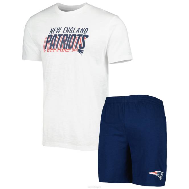облекло Patriots Jersey концептуални спортни тъмносини/бяла даунфилд тениска и къси панталони спален комплект мъже T8TH1748