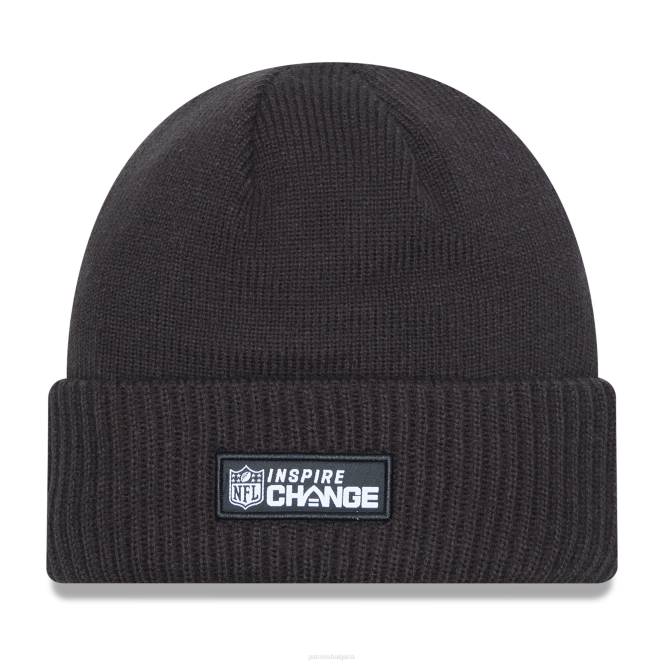 аксесоари Patriots Jersey нова ера черна 2022 вдъхновяваща промяна плетена шапка с маншети мъже T8TH411