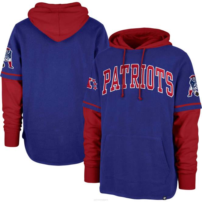 облекло Patriots Jersey 47 Royal Shortstop Пуловер с качулка мъже T8TH474
