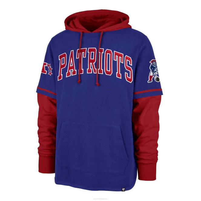 облекло Patriots Jersey 47 Royal Shortstop Пуловер с качулка мъже T8TH474