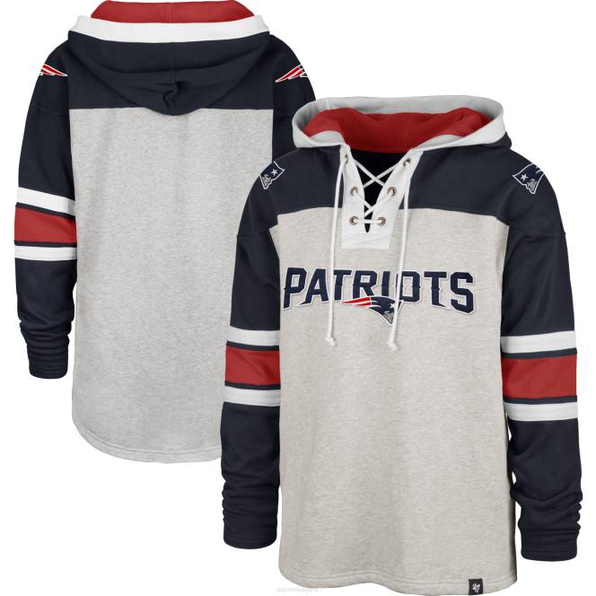 облекло Patriots Jersey 47 пуловер с качулка с връзки в цвят хедър сив мъже T8TH496