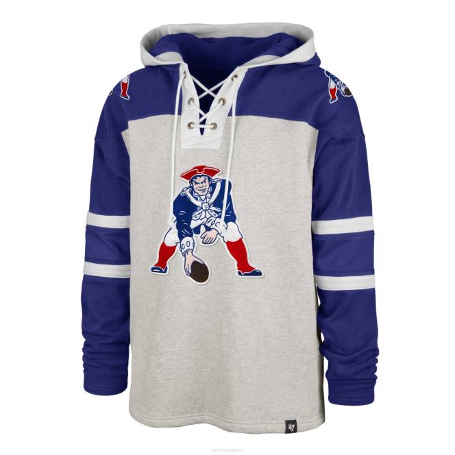 облекло Patriots Jersey 47 пуловер с качулка с връзки и историческо лого в хедър сиво мъже T8TH553