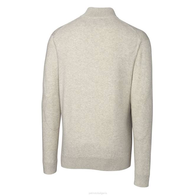 облекло Patriots Jersey голям и висок пуловер с четвърт цип пуловер с лого Lakemont tri-blend cutter & buck oatmeal мъже T8TH782