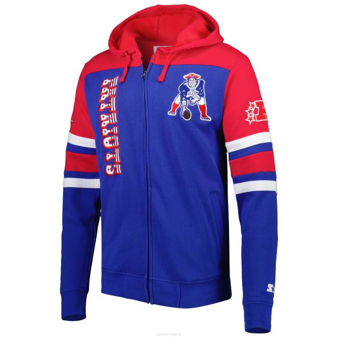 облекло Patriots Jersey яке с цял цип с екстремно морско синьо и винтидж лога мъже T8TH482